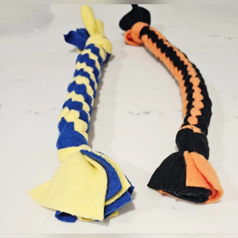 Colorful Braided Fleece Dog Toys Set Of 2